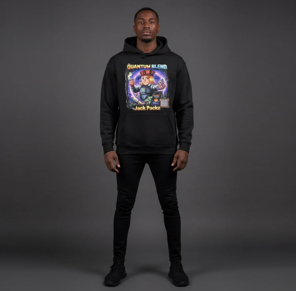 Quantum Blend Hoodie — Drop 001, portal-black heavyweight hoodie, Jack Packz