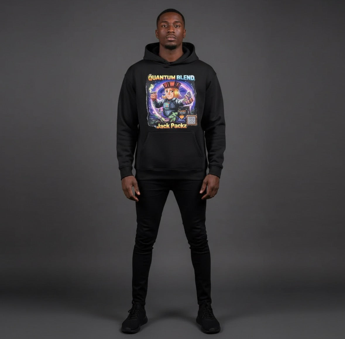 Quantum Blend Hoodie — Drop 001, portal-black heavyweight hoodie, Jack Packz